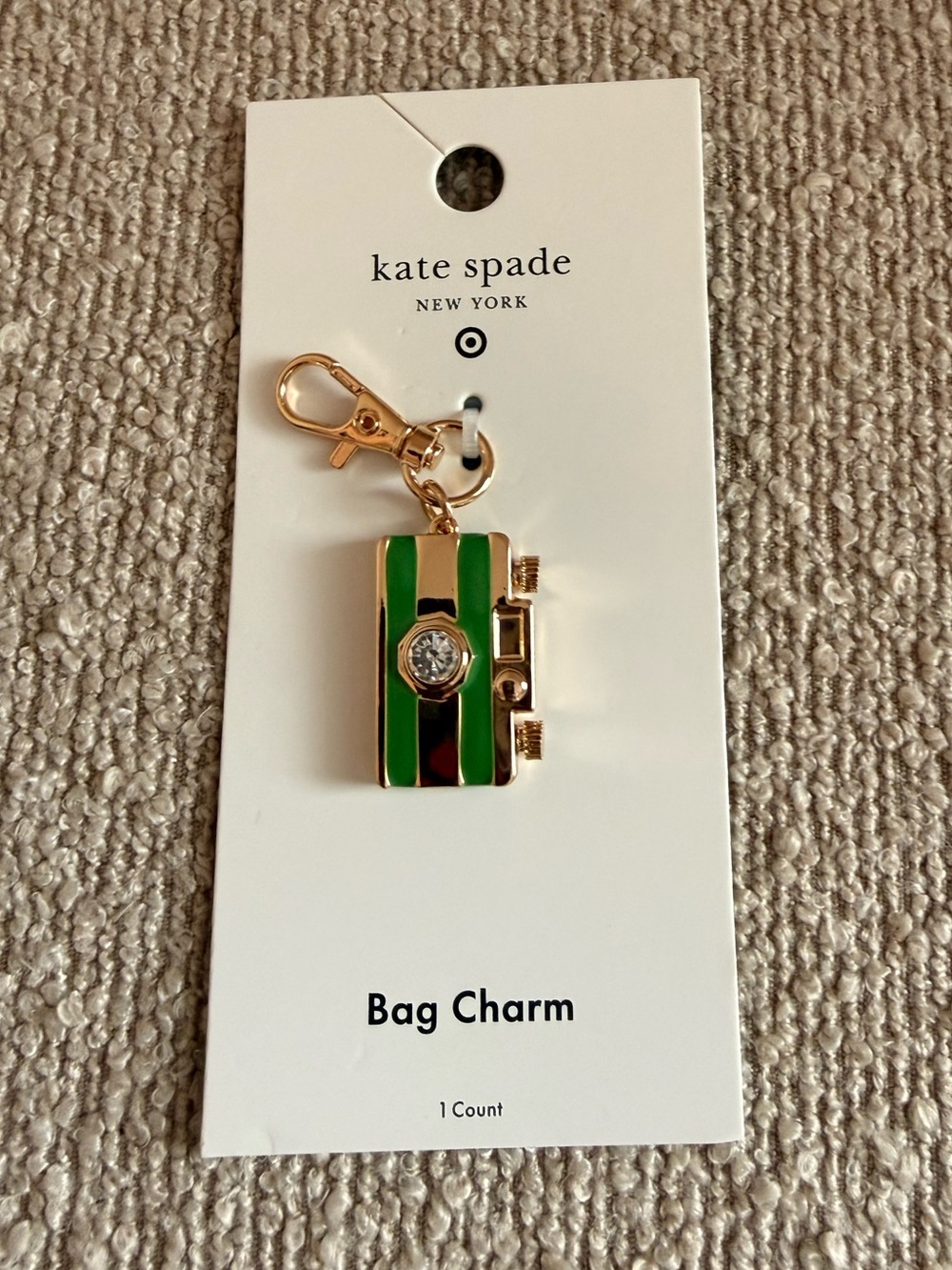 kate spade Gold-tone Camera Bag Charm with Green Accents